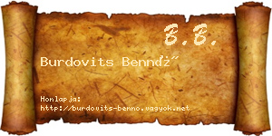 Burdovits Bennó névjegykártya